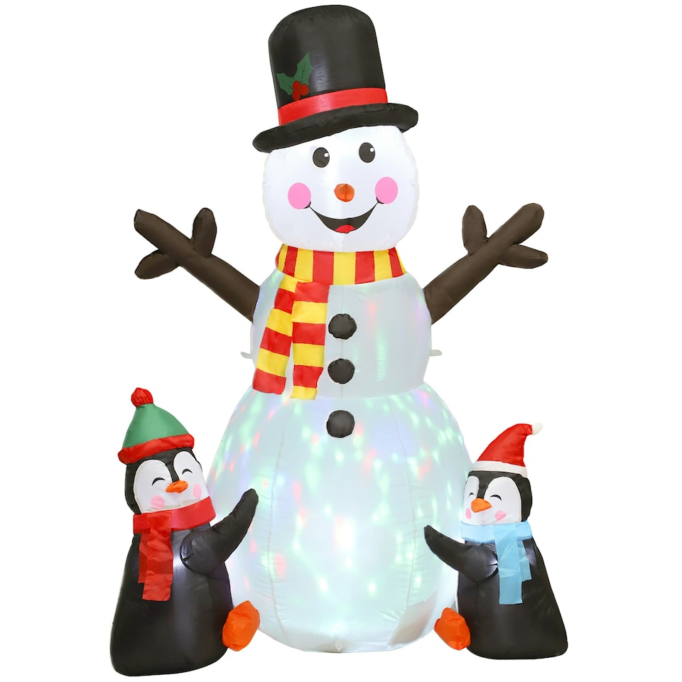 image 1 of Outsunny Blow Up Christmas Inflatables with Flashing Projector Light