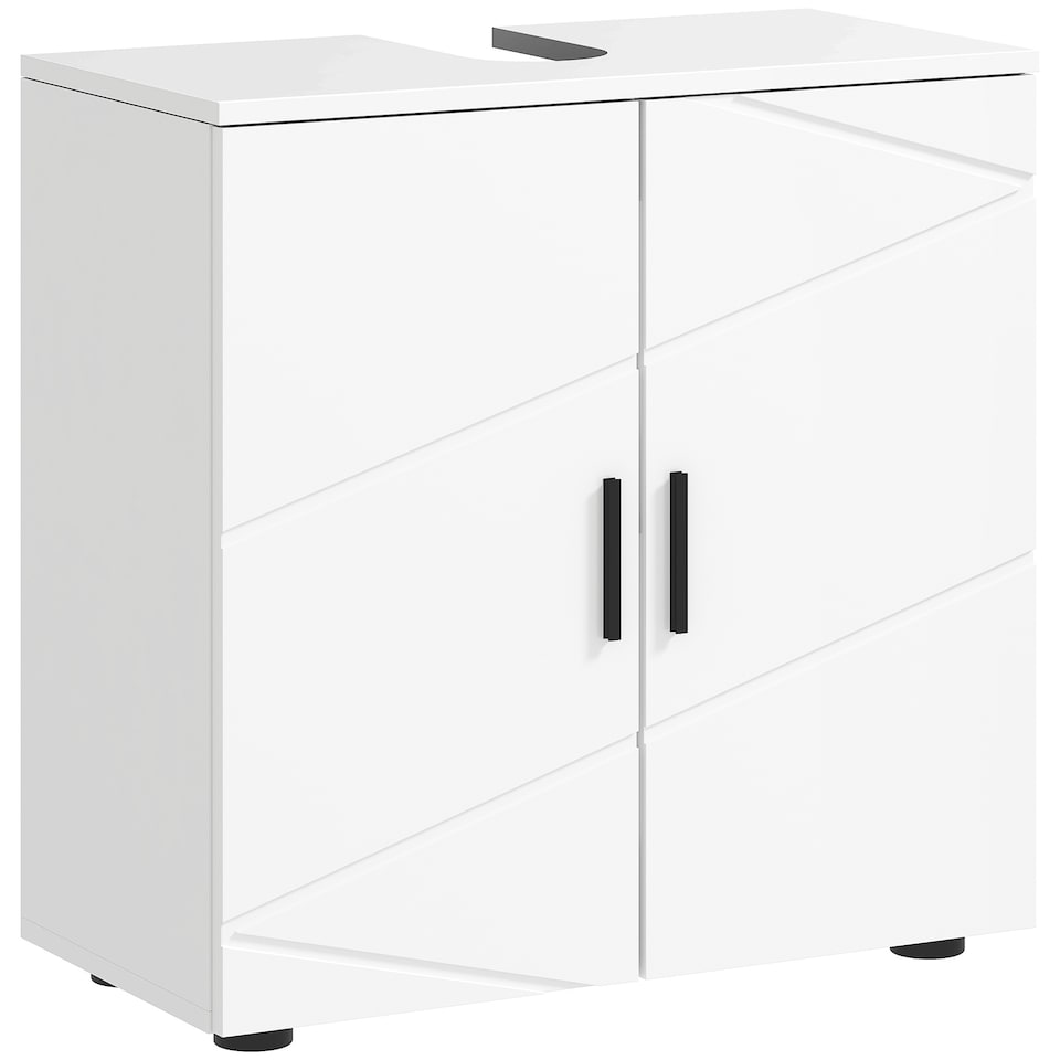 image 1 of kleankin Under Sink Bathroom Cabinet, Bathroom Vanity Unit, Basin Storage Cupboard with Double Doors and Shelf, 10W x 20Dcm Cut-Out, White