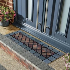 Eco-Friendly Rubber Step Mat - Blue Border