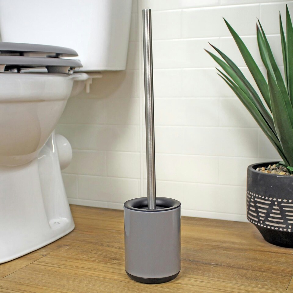 image 1 of Showerdrape Rondo Grey Toilet Brush & Holder