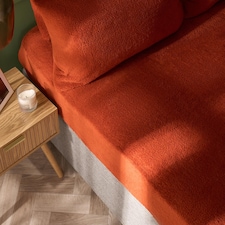 OHS Teddy Fleece Thermal Fitted Bed Sheet | Orange | Rust | Super King