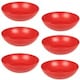 image 1 of 6 Unbreakable Plastic Deep Round Bowls Coloured Reusable Dinner and Picnic Plates | Red | Red | 6