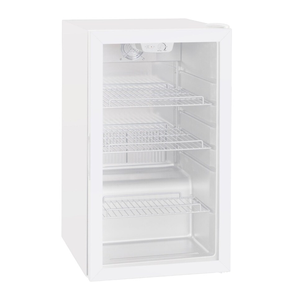 image 1 of 110L Under Counter Drinks Fridge Wine Cooler, Glass Door, White - DC10WH