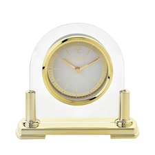 Wm.Widdop Glass Mantel Clock 2 Tone Dial Gold Stand Gold | Clear