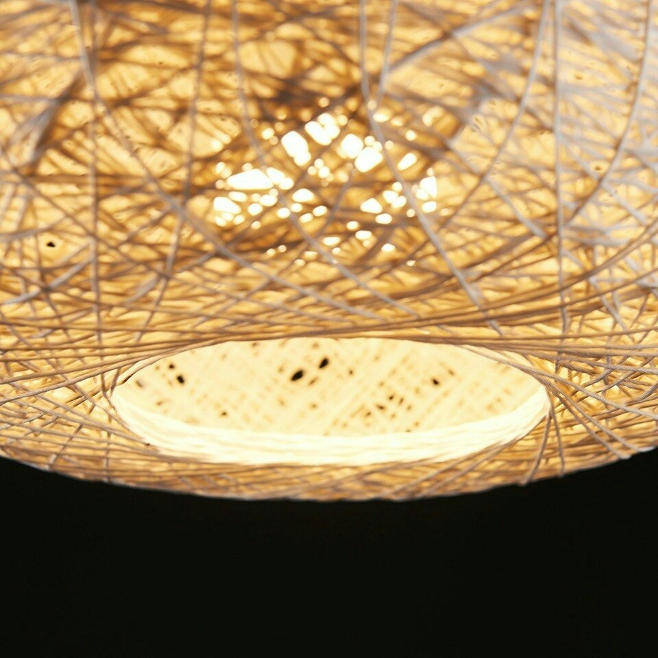 image 1 of ValueLights Modern Off White Lattice Wicker Rattan Doughnut Ceiling Pendant Light Shade