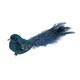 image 1 of Decorative Peacock Blue Velvet Bird With Clip - 20cm