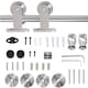 image 6 of HOMCOM Modern Sliding Barn Door Closet Hardware Track Kit Track System Unit | Silver | 200cm x 2.5cm