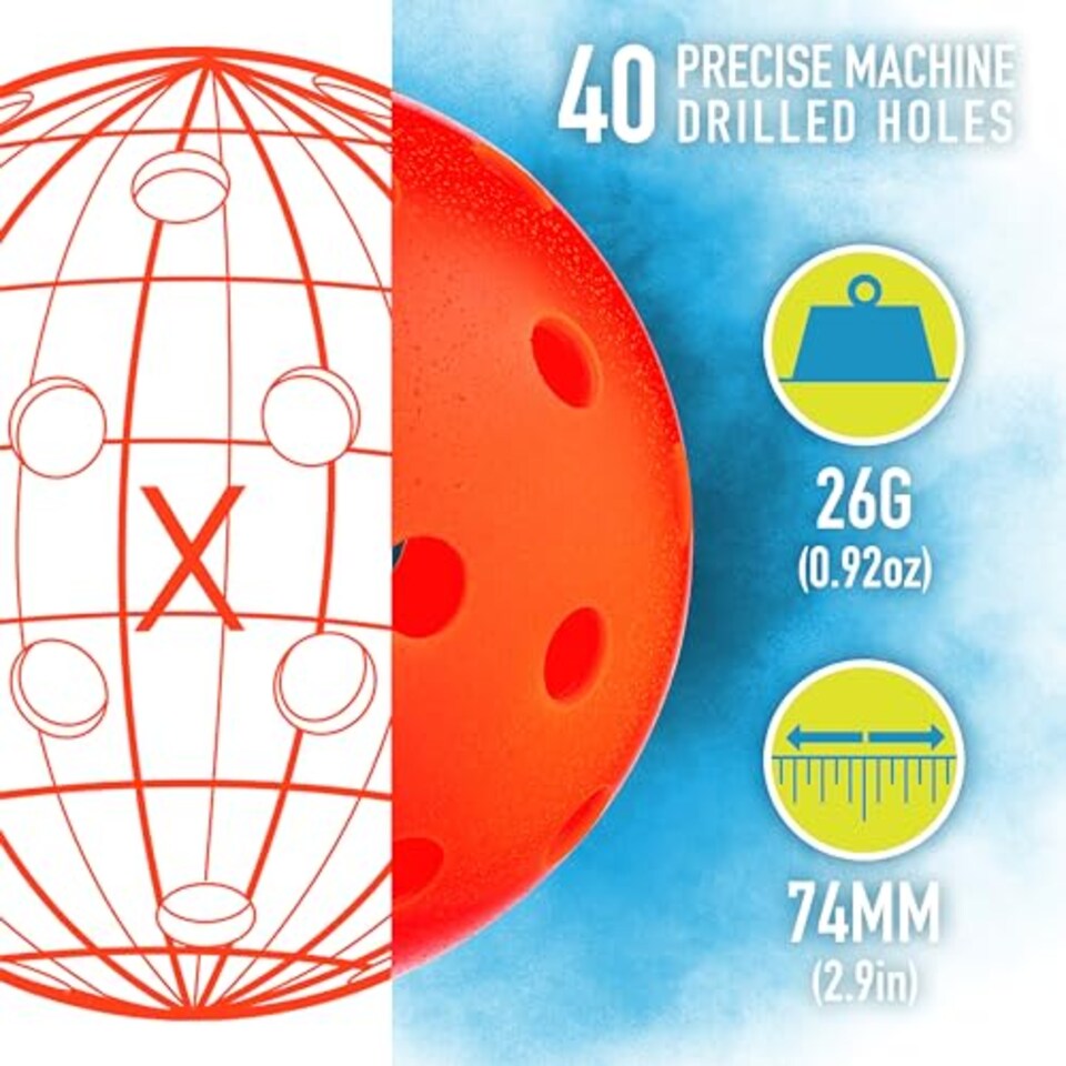 image 1 of Franklin Sports Outdoor Pickleballs - X-40 Pickleball Balls - USA Pickleball (Usapa) Approved - 3 Pack Outside Pickleballs - Ember - Us Open Ball