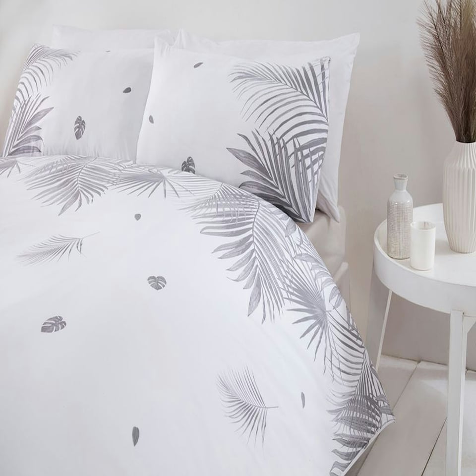 image 1 of PH Tropics Polycotton Duvet Cover Set With Pillowcase Grey | King