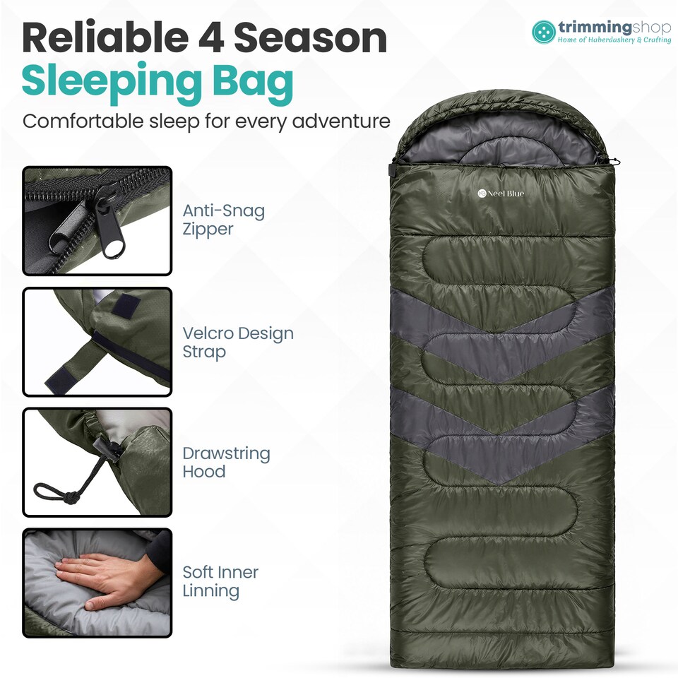 image 1 of 4 Season Waterproof Backpacking Sleeping Bag for Single Adults - 6ft