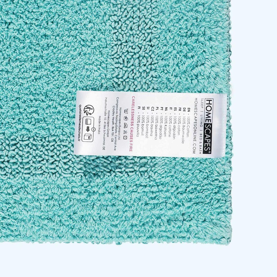 image 1 of Homescapes Luxury Reversible Extra Large Bath Mat - Aqua | Blue | Aqua