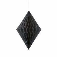Unique Party Diamond Shaped Hanging Paper Decorations - Black - One Size