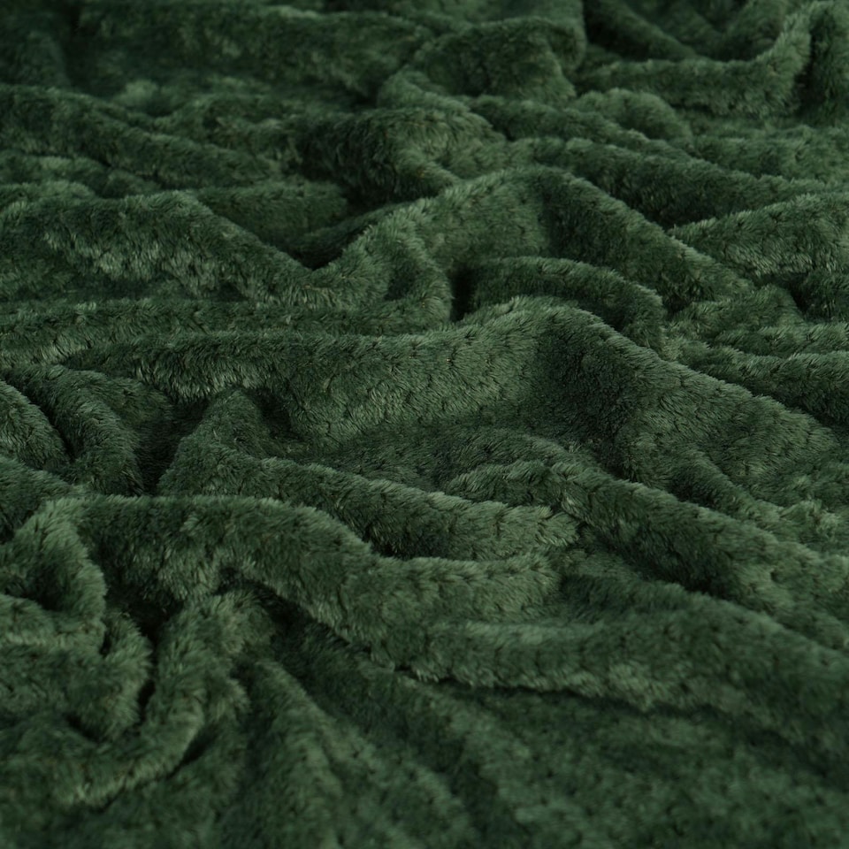 image 1 of OHS Luxury Mink Waffle Blanket, 150x200cm - Forest Green