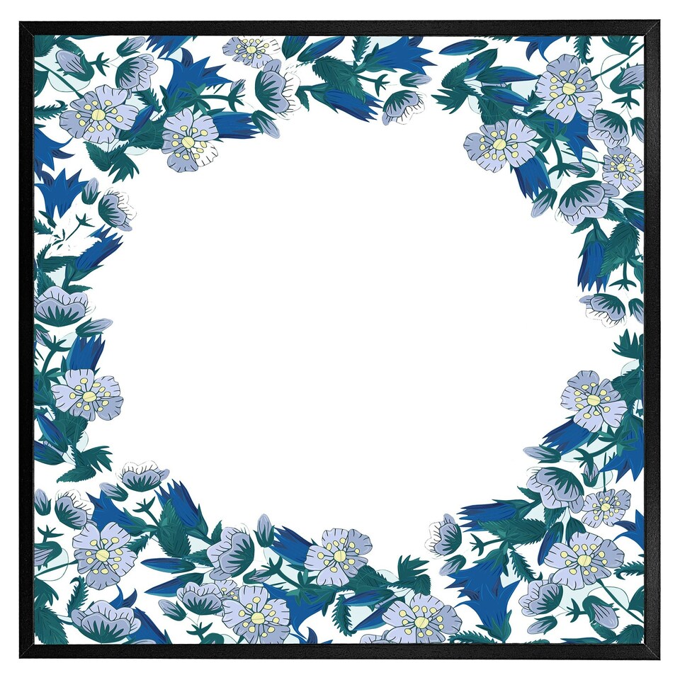 image 1 of Winter blue flowers (Picture Frame) Brown | S