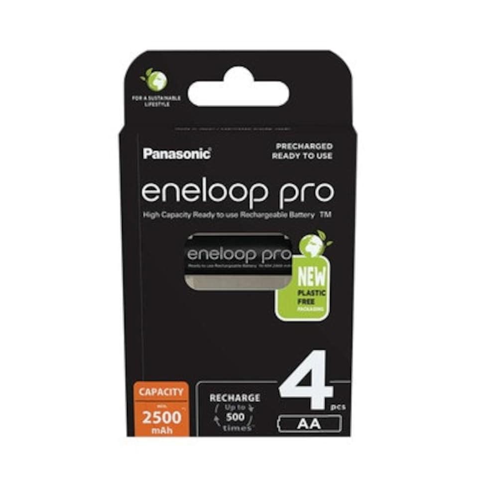 image 1 of Panasonic Eneloop Pro AA 2500mAh Rechargeable Batteries - Pack of 4 AA