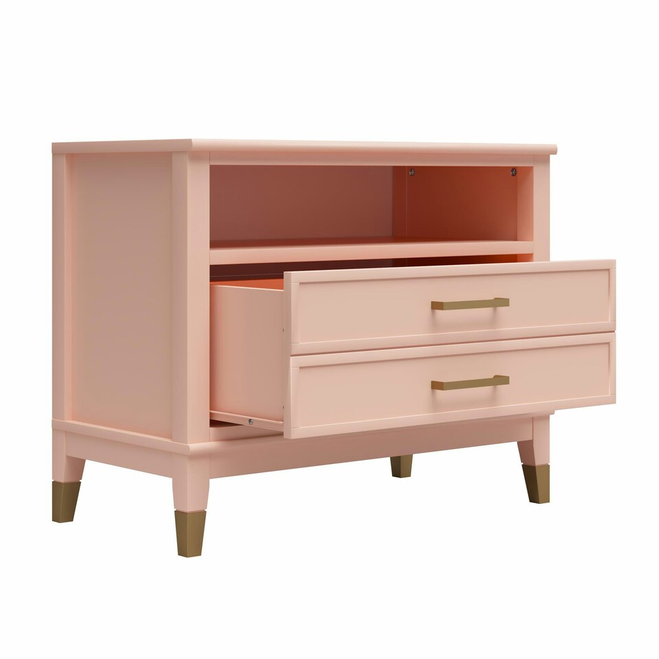 image 1 of Westerleigh Wide Nightstand Pale Pink Red | Red