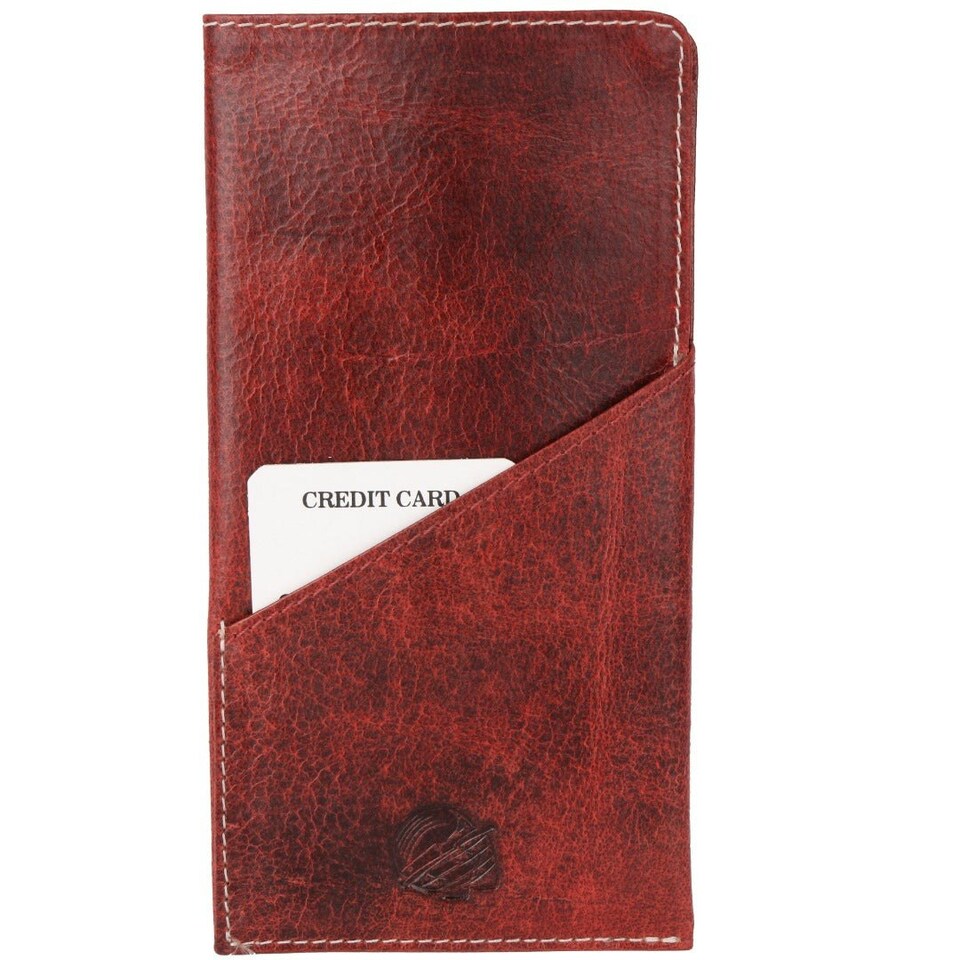 image 1 of CRICKET-GIFTS - Buffalo Leather Glasses Case | Red Leather Exterior | Includes Card Holder Red