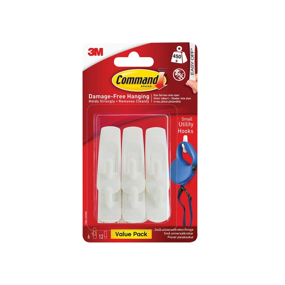 image 1 of Command Small Utility Hooks Value Pack (pack 6) - Multi Colour - One Size
