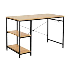 Computer Desk Adjustable Shelves Storage Hook Office Table Workstation Brown | Light Oak