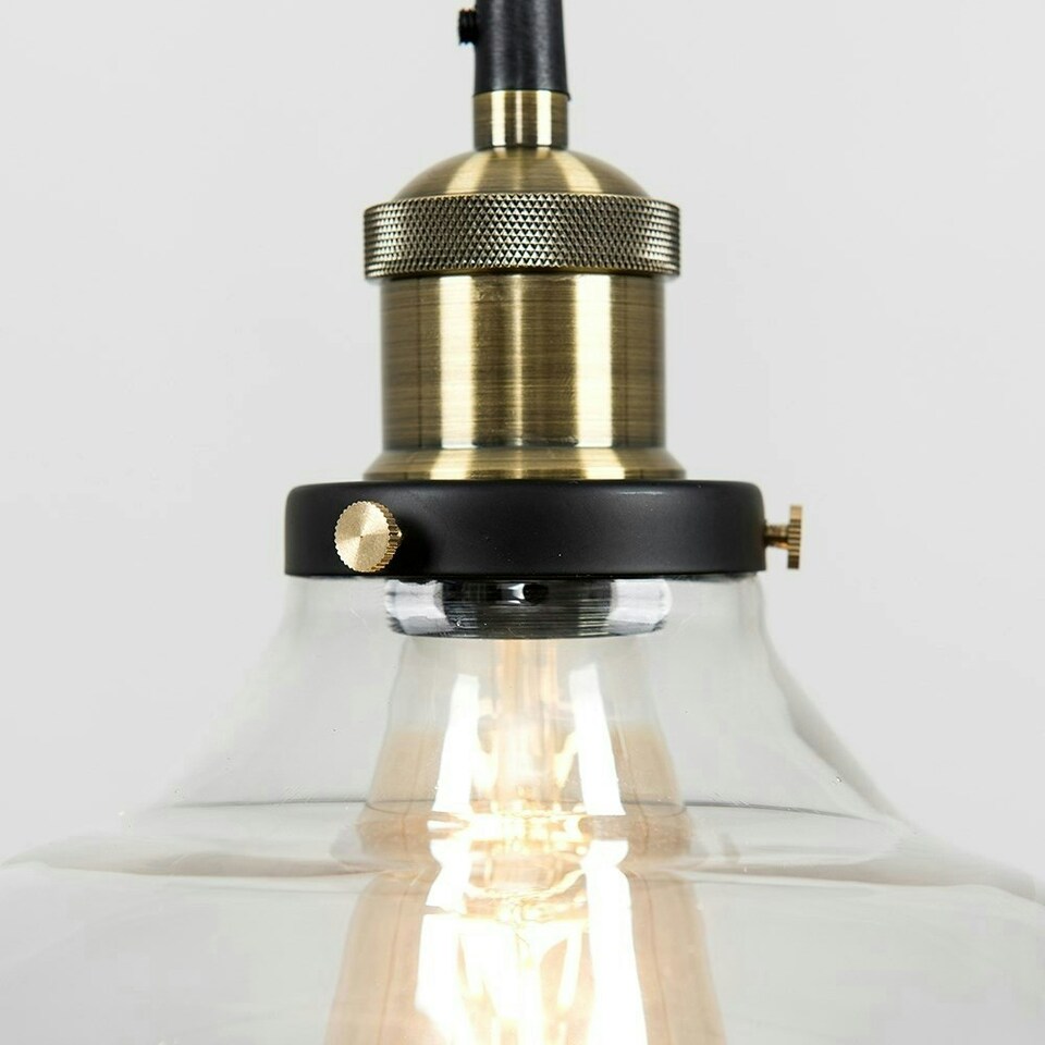 image 1 of ValueLights Wallace Metal Smoked Clear Dome Ceiling Light Pendant and E27 Pear LED 4W Warm White 2700K Bulb | Clear