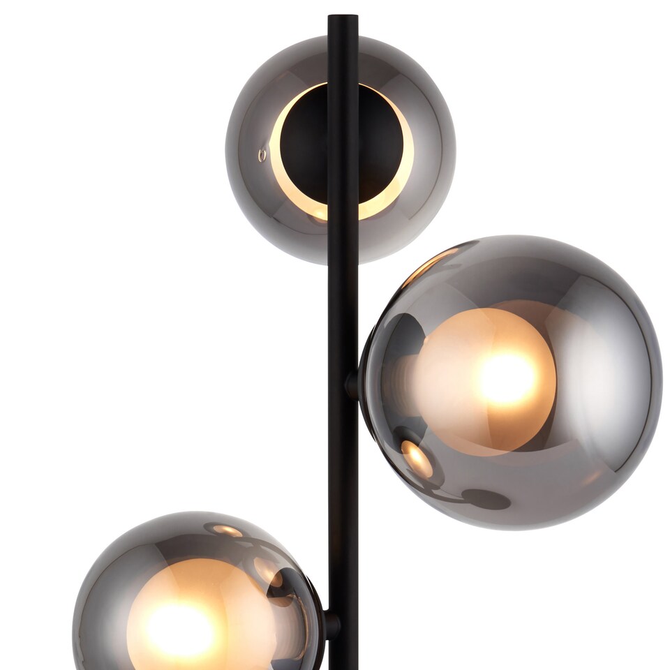image 1 of Cole - Black with Smoke Glass Globes 3 Light Table Lamp