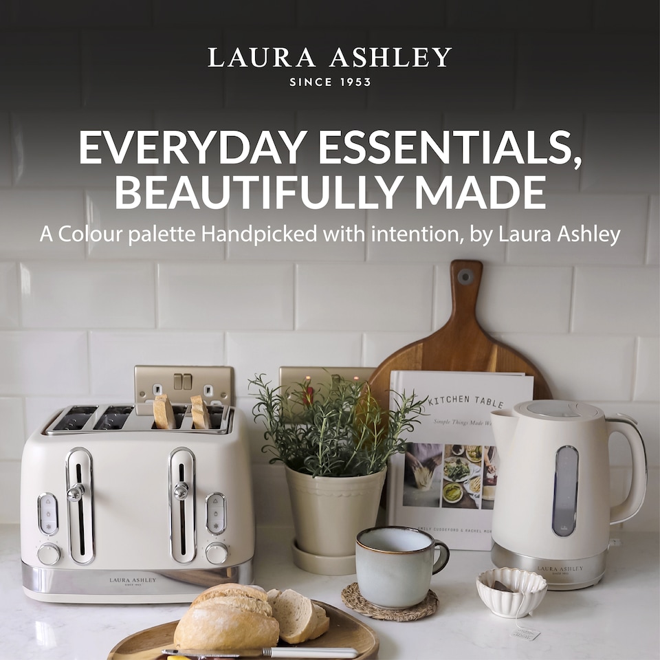 image 1 of Laura Ashley Kettle & Toaster Set Stainless Steel Bundle by VQ