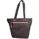 image 2 of London Leathergoods Womens Premium Genuine Leather Large Shoulder Tote Handbag with Contrasting Colours | Brown | Dark Brown/Beige