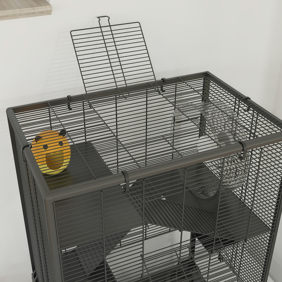 image 1 of PawHut 4-Tier Hamster Cage w/ Deep Tempered Glass Bottom, 60 x 40 x 80cm
