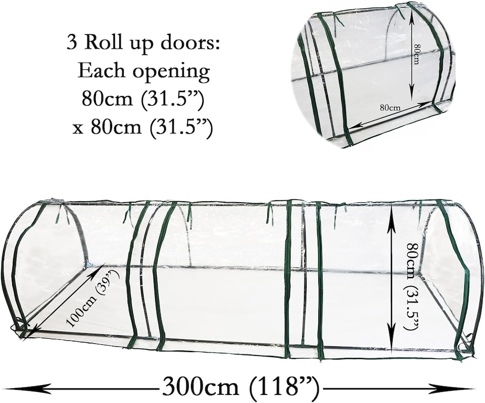 image 1 of Large Tunnel Greenhouse Growhouse Plant Garden Metal Frame Zipper Door PVC Cover