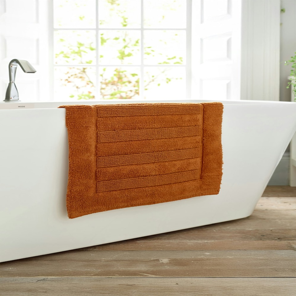 image 1 of Bliss Pima 100% Cotton Bath Mat 50x80cm – Ultra-Soft 1600GSM Luxury Bathroom Rug Orange | Spice | 50 x 80cm