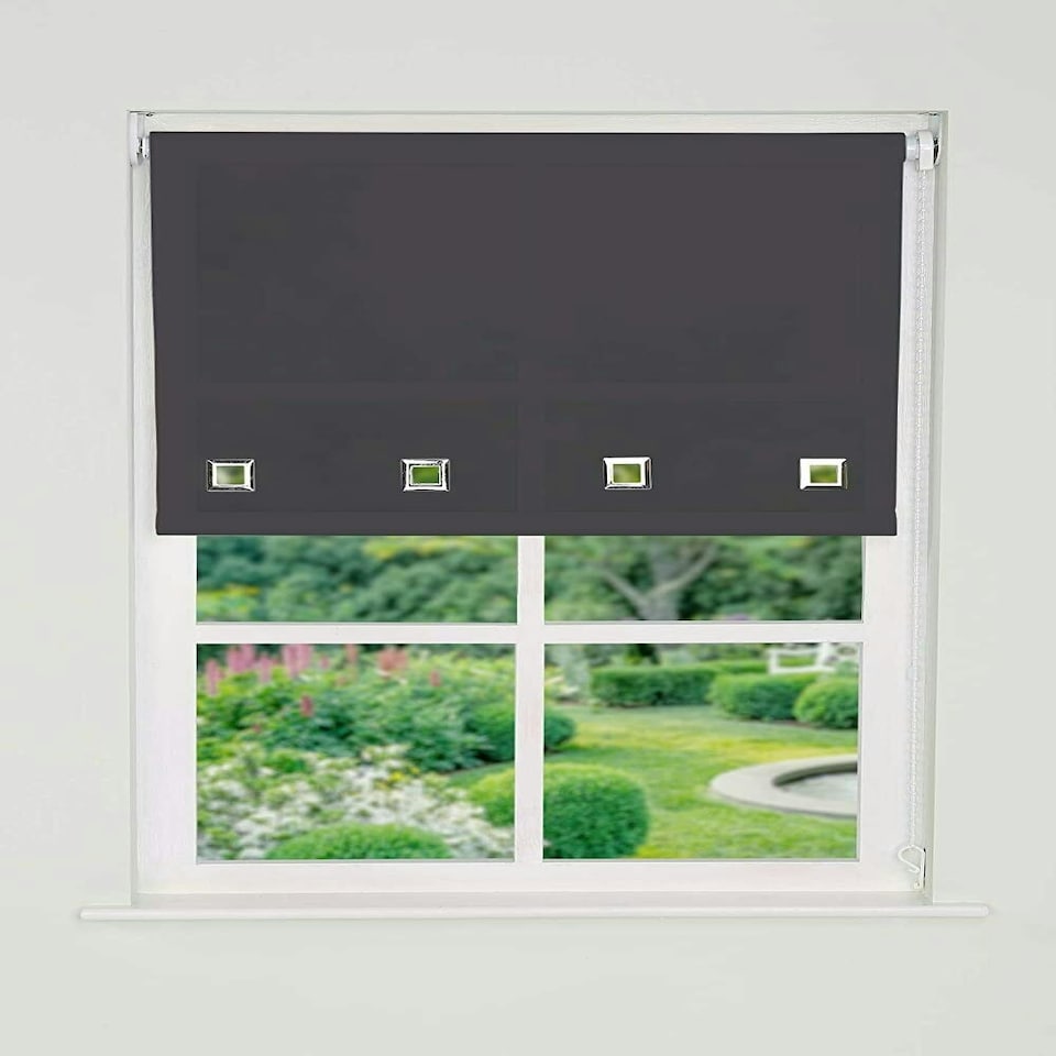 image 1 of 140cm Black Square Eyelet Edge Roller Blind | Black | Black