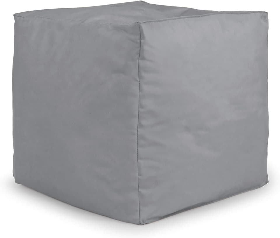 image 1 of Outdoor Bean Bag Footstool Pouffe Water-Resistant 40x40cm | Silver