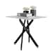 image 1 of Furniturebox Leonardo Side Table White Glass Marble Effect Top Black Legs