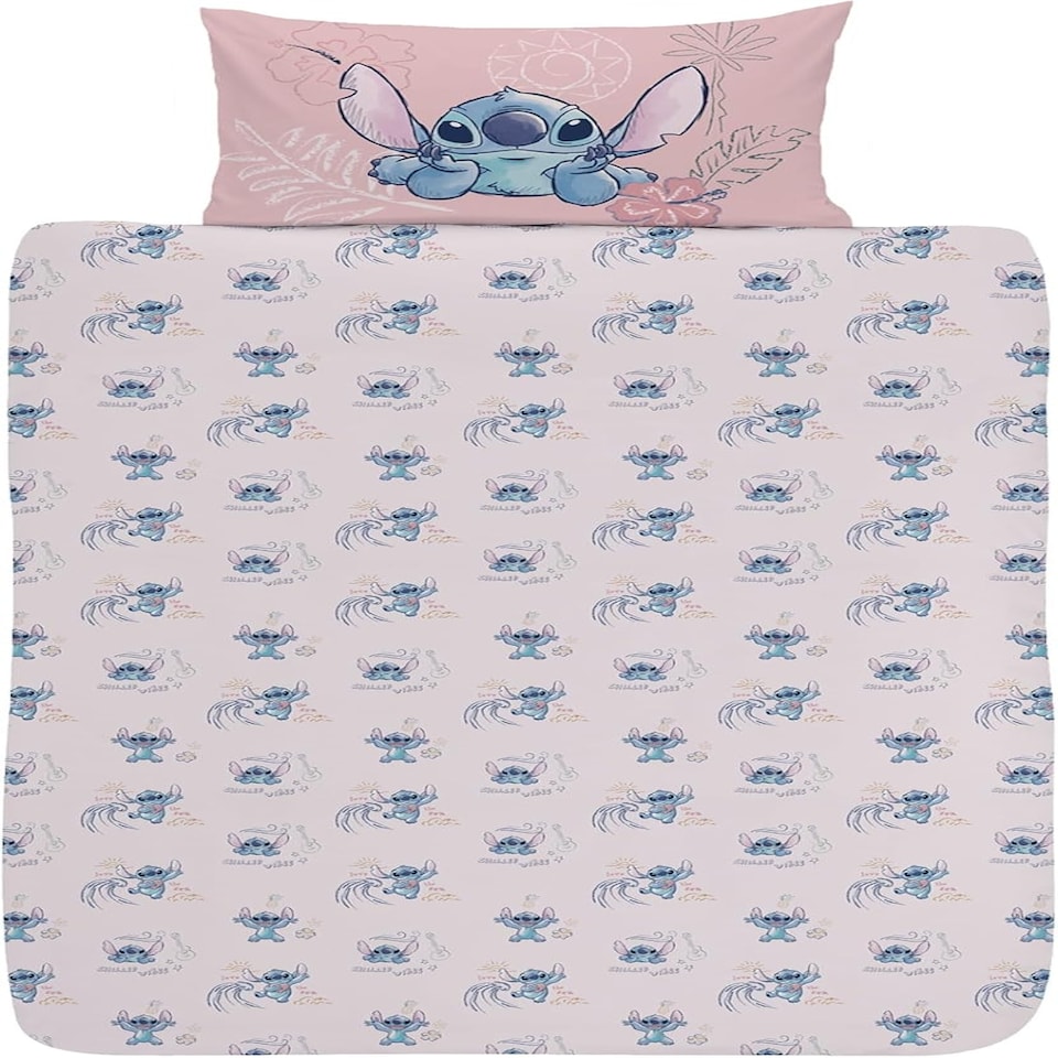 image 1 of Lilo & Stitch Single Duvet Cover Set Bedding Set - Aloha Pink | blue | Single