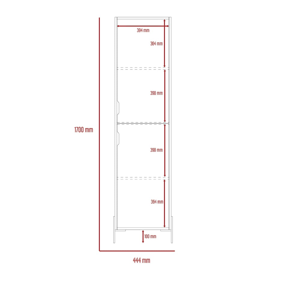 image 1 of Core Products Dallas Tall Storage Cabinet - White & Carbon Grey Oak Effect, H170.0cm x W44.9cm x D35.5cm White
