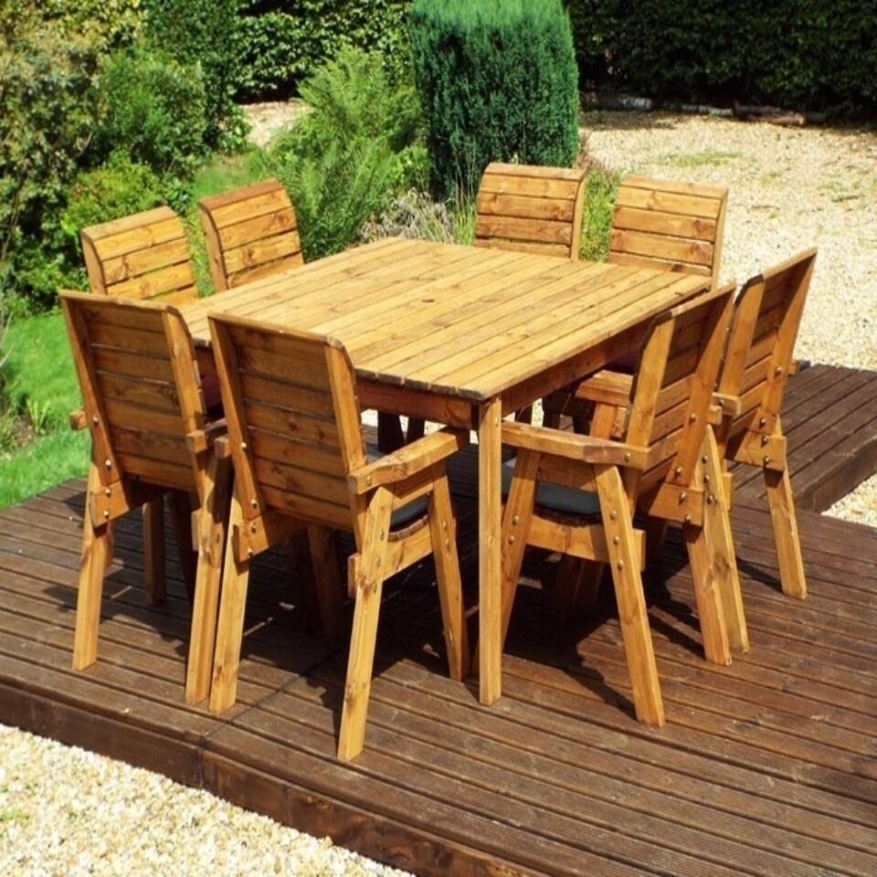 image 1 of Eight Seater Square Table Set with Cushion - W250 x D250 x H98 - Fully Assembled - Grey