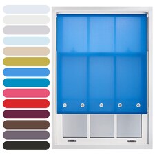 FURNISHED Roller Blinds Daylight Round Eyelet Light Filtering Easy Fit Trimmable Window Blind | Blue | Blue | (W) 110cm x (L) 165cm