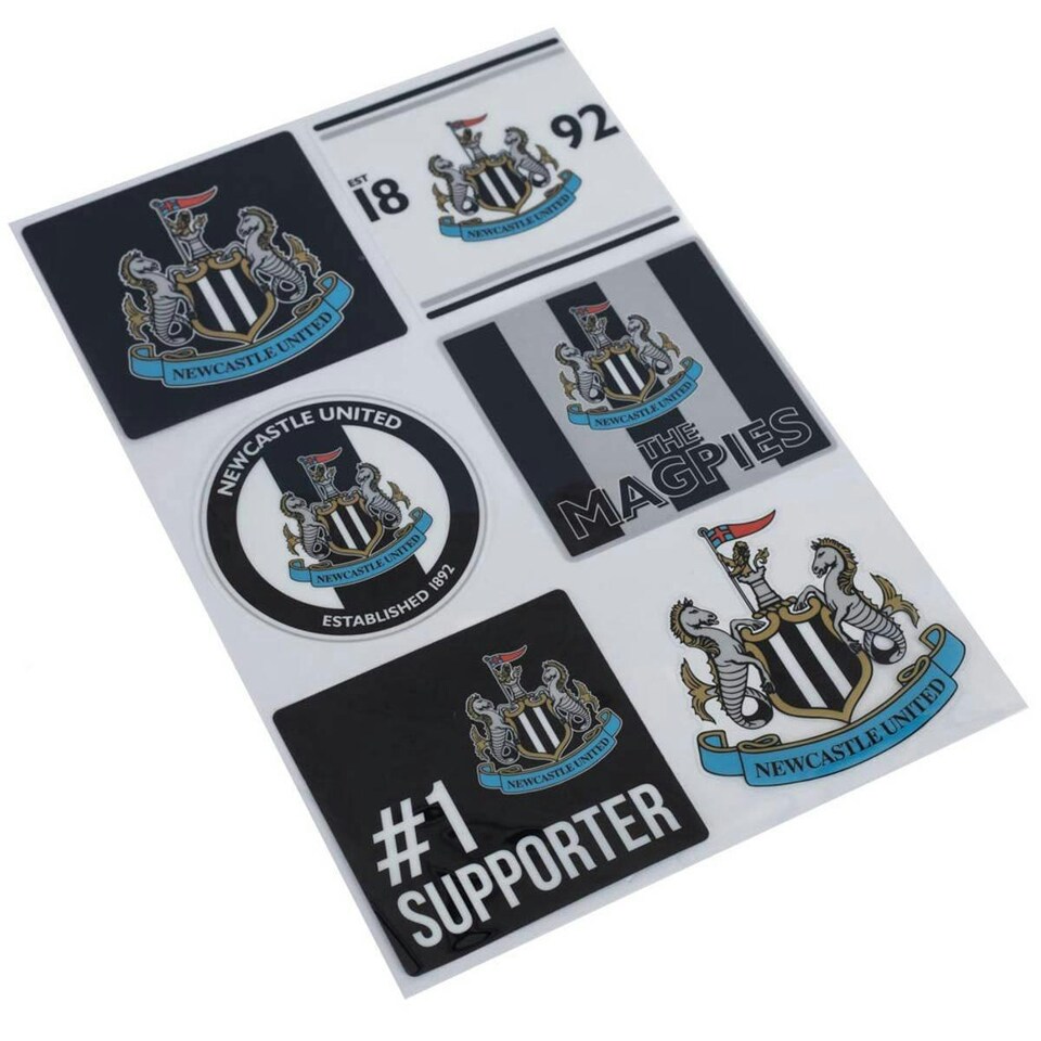 image 1 of Newcastle United FC Car Decal Set (Pack of 6) - Black/White - One Size Multi