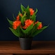 image 3 of 18cm Artificial Freesia Plant Orange Flowering