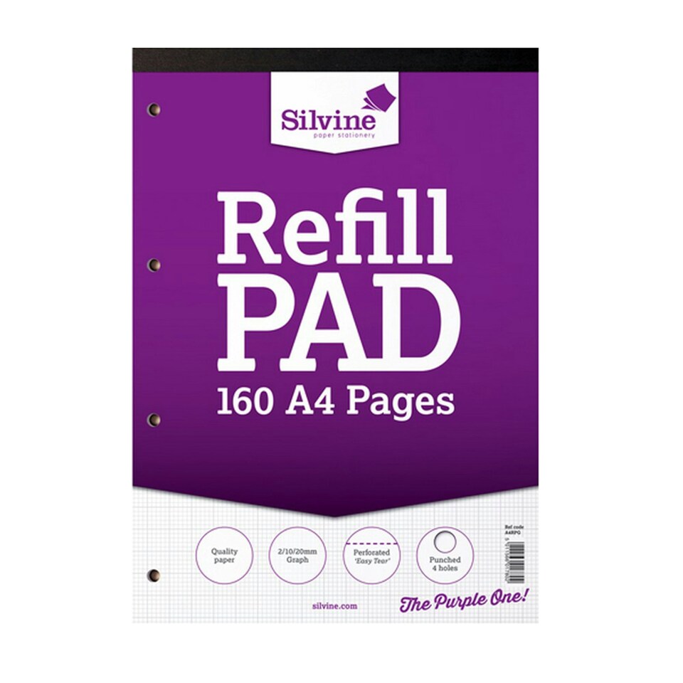 Silvine A4 Refill Pad 2-10-20 Graph (6 Packs Of 80 Sheets) - Multicoloured - 210mm x 297mm
