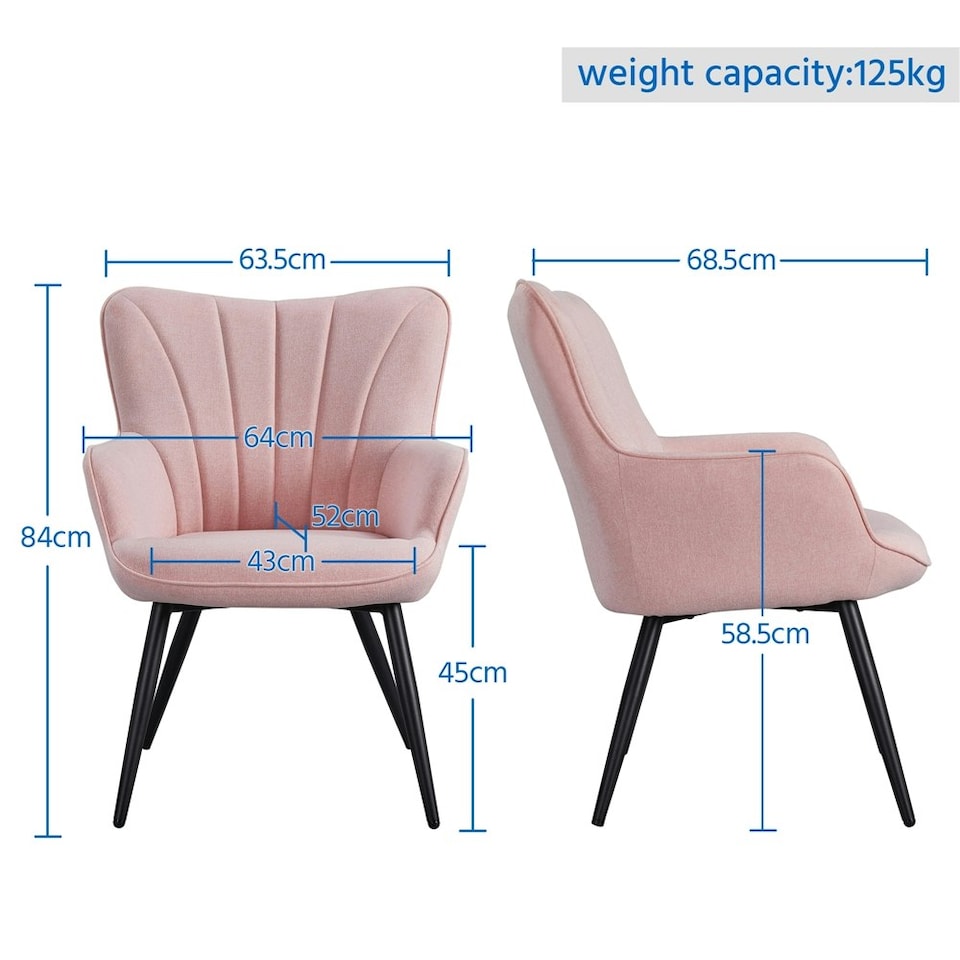 image 1 of Yaheetech Modern Pleated Curved Back Fabric Accent Chair Pink