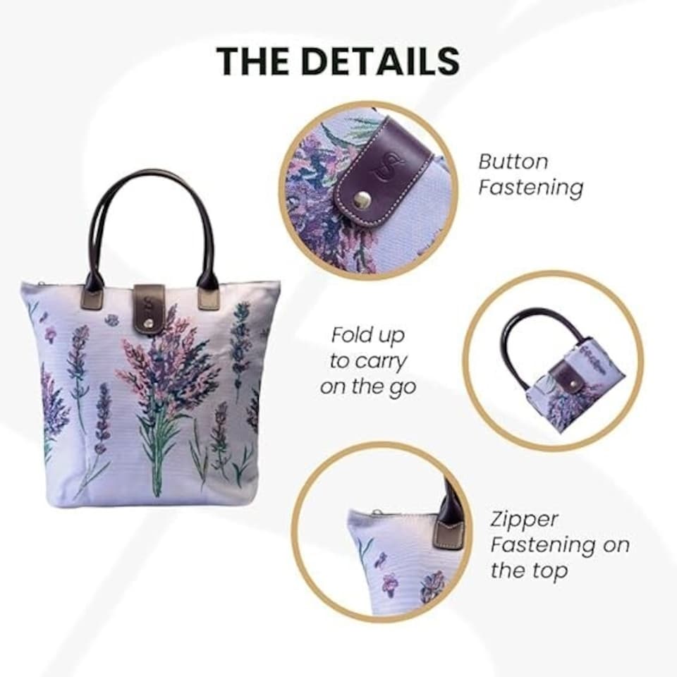 image 1 of Signare Foldable Shopper Tote Bag - Purple Lavender Purple | Purple
