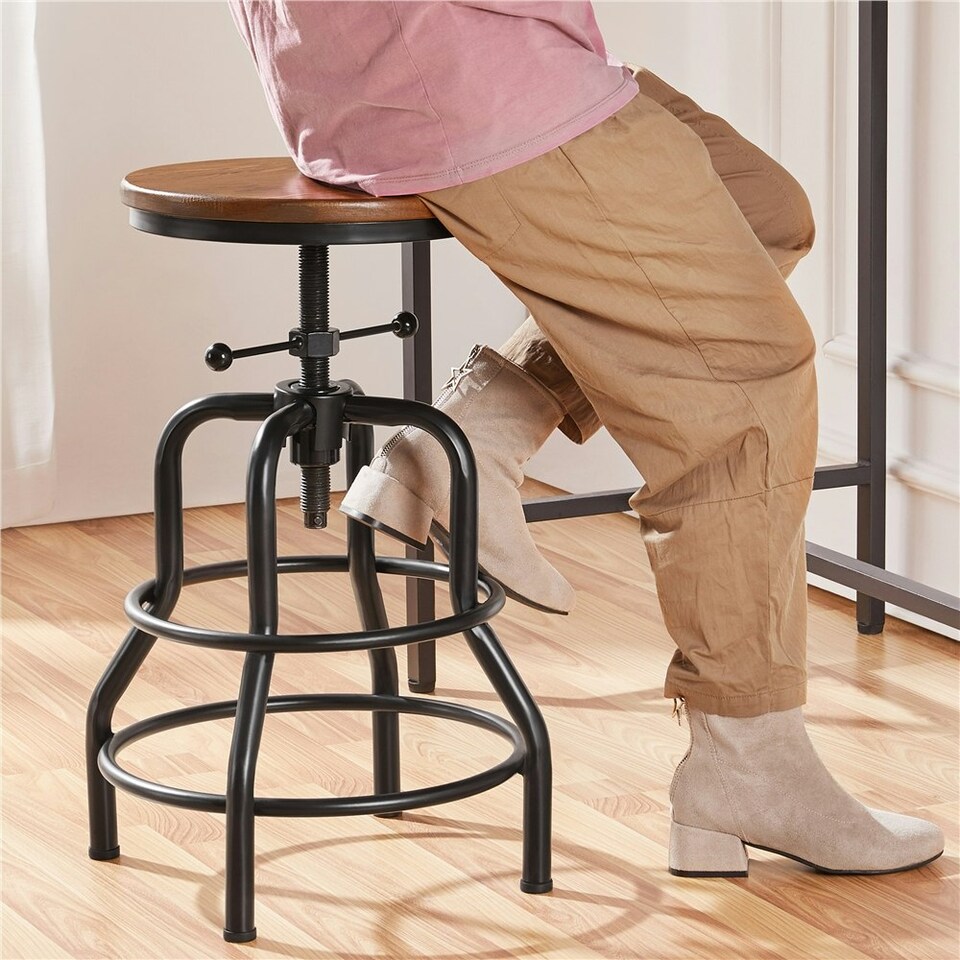 image 1 of Yaheetech Vintage Industrial Bar Stool Brown Brown
