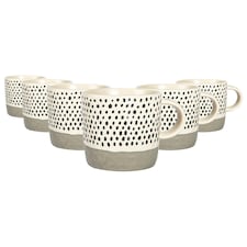 Nicola Spring Ceramic Dipped Dots Coffee Mugs - 385ml - Grey - Pack of 6 Grey