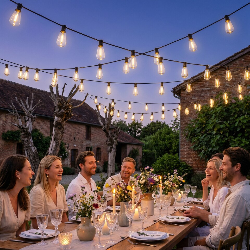 image 1 of HOMCOM 50 LED Curtain Lights, IP44 Waterproof Fairy Curtain Lights, Warm White