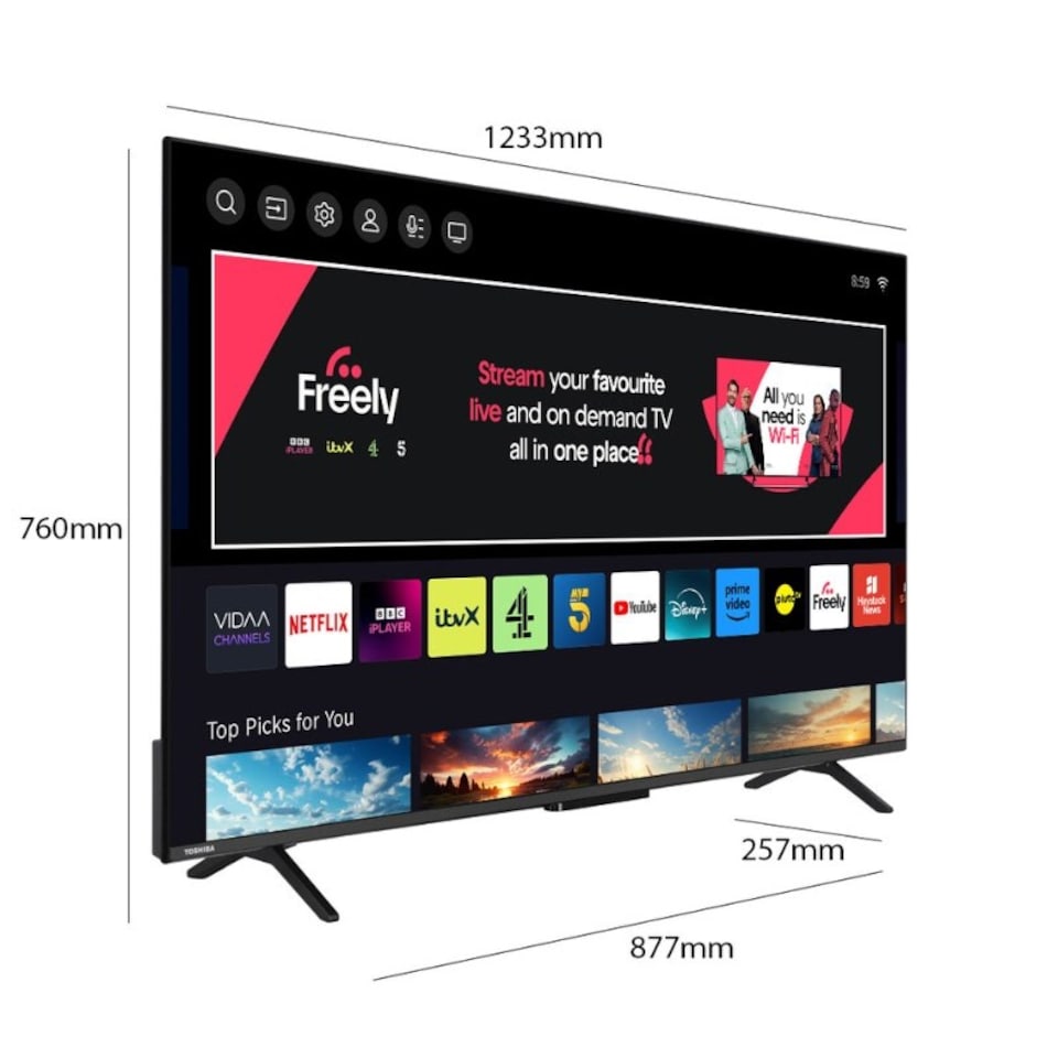 image 1 of Toshiba 55 Inch 4K Ultra HD LED HDR Smart VIDAA Freely TV & Dolby - 55UV2F53DBU
