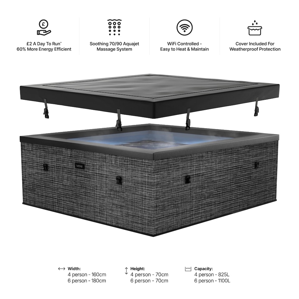 image 1 of Wave Garda 4 Person Eco Foam Hot Tub, Flint Grey