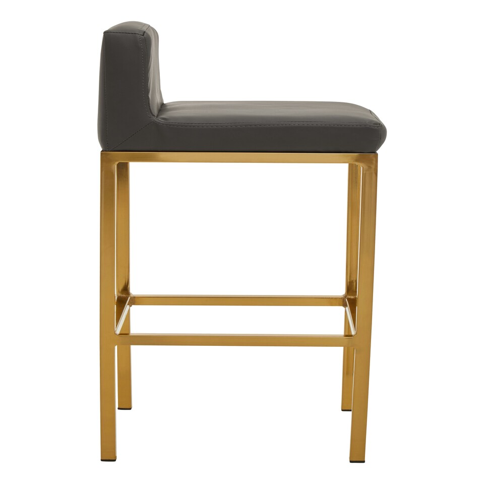 image 1 of Interiors by Premier Dark grey and Gold Finish Bar Chair, Glam Touch Indoor Metal Bar Stool, Footrest Bar Chair