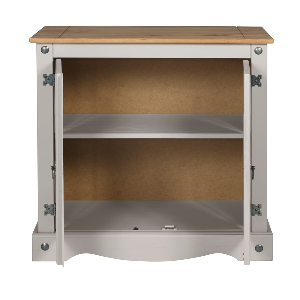 image 1 of Mercers Furniture Corona Grey Painted Wax 2 Door Cupboard Sideboard Solid Wood Pine Wooden with Mexican Styling