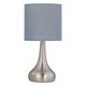 image 2 of Set of 2 Romana - Brushed Chrome Touch Operated Table Lamps Bedside Lights Grey Cotton Shade Silver | Grey